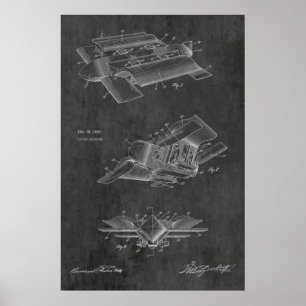 Impresión de dibujo de patente de avión futurista