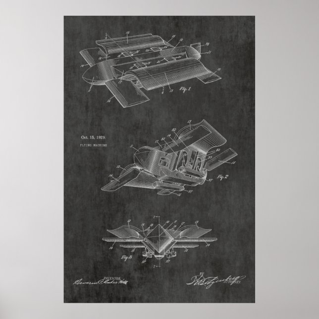 Impresión de dibujo de patente de avión futurista  (Frente)