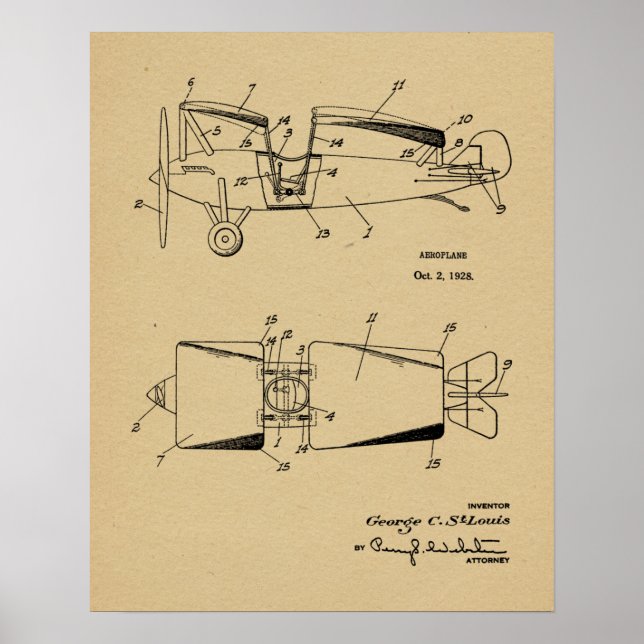 Impresión de dibujo de patente de avión roadable d (Frente)