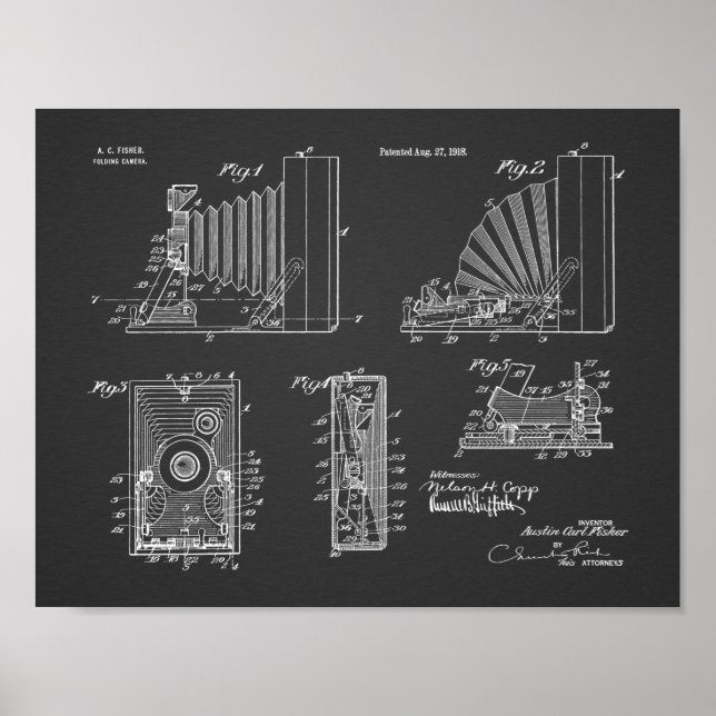 Impresión de dibujo de patente de cámara plegable  (Frente)