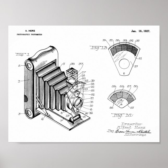 Impresión de dibujo de patente de cámara plegable  (Frente)