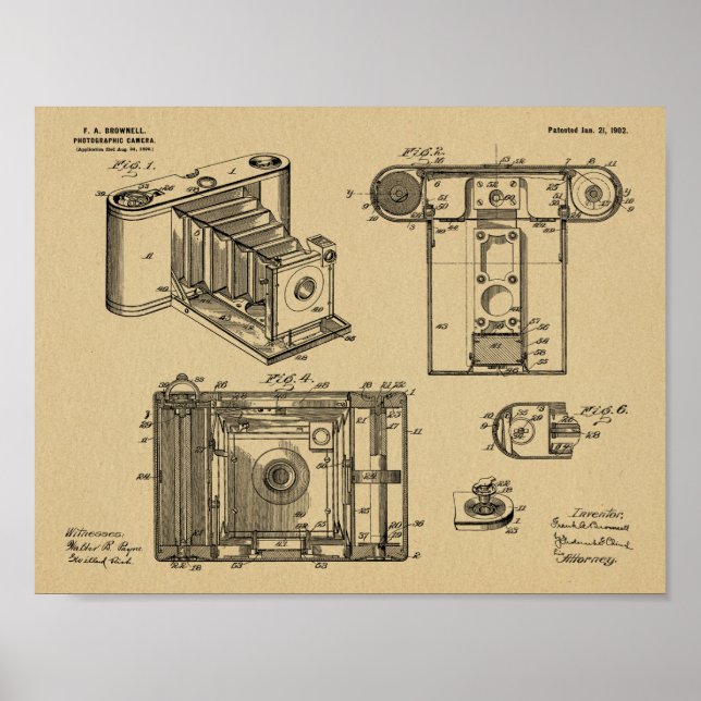 Impresión de dibujo de patente de cámara plegable  (Frente)