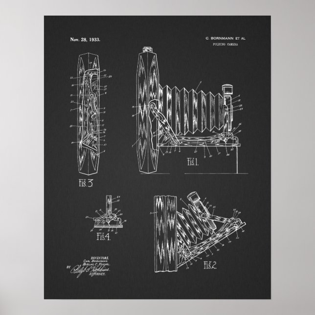 Impresión de dibujo de patente de cámara plegable  (Frente)