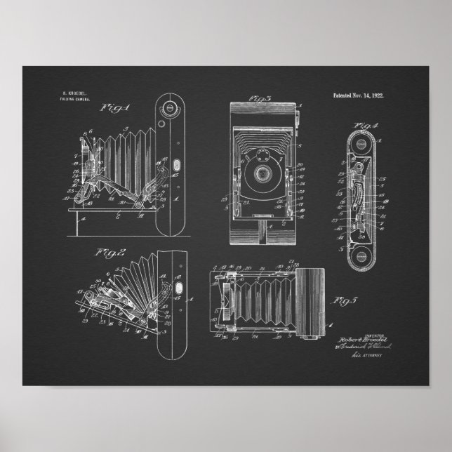 Impresión de dibujo de patente de cámara plegable  (Frente)