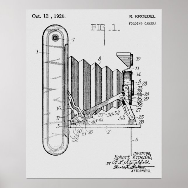 Impresión de dibujo de patente de cámara plegable  (Frente)