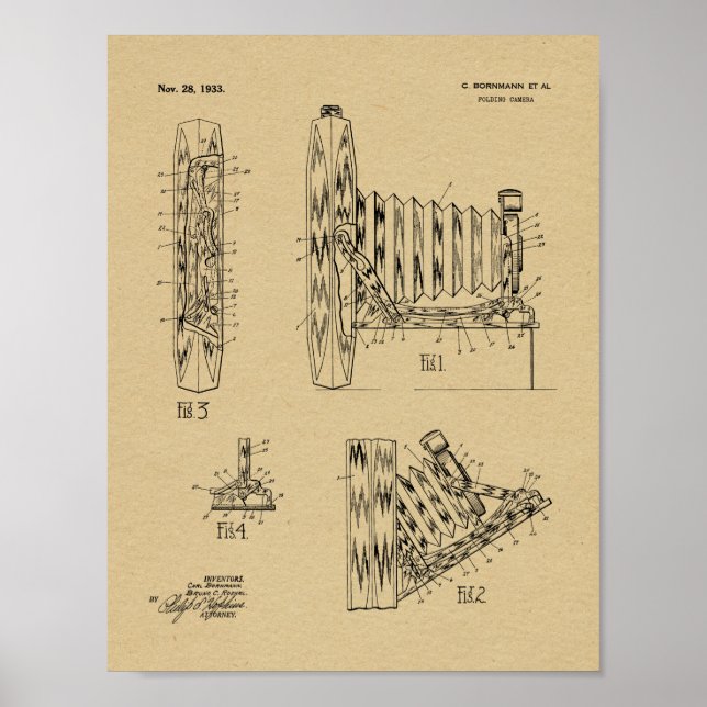 Impresión de dibujo de patente de cámara plegable  (Frente)