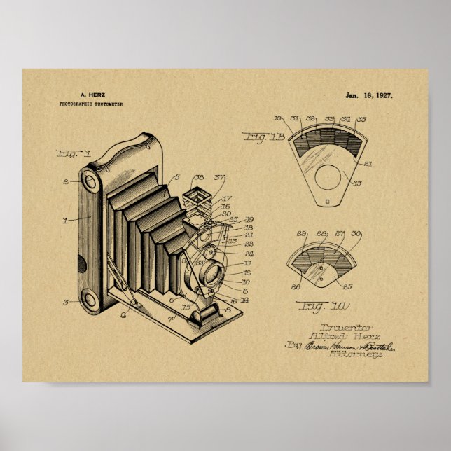 Impresión de dibujo de patente de cámara plegable  (Frente)