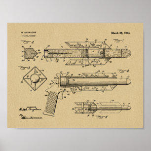 Impresión de dibujo de patente de cohete de pistol