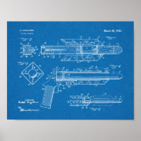 Impresión de dibujo de patente de cohete de pistol