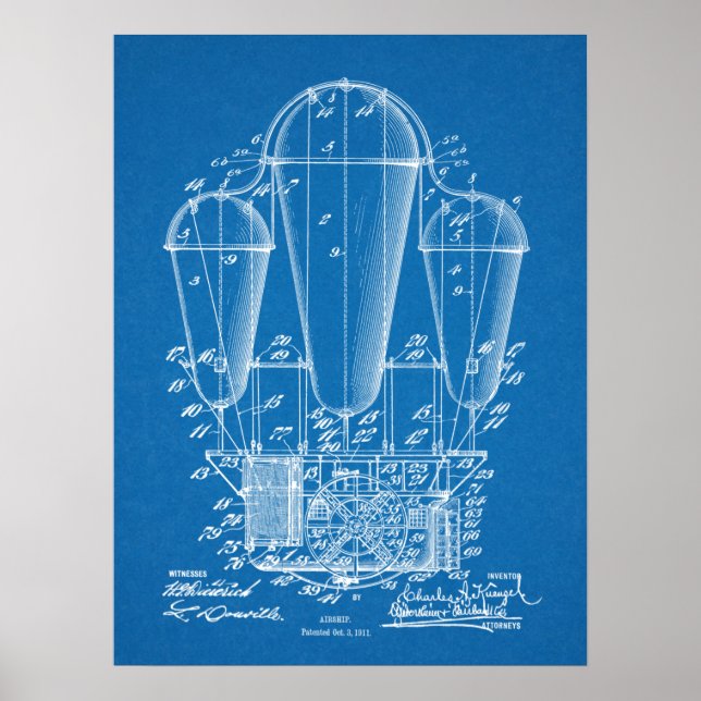 Impresión de dibujo de patente de globo aerostátic (Frente)