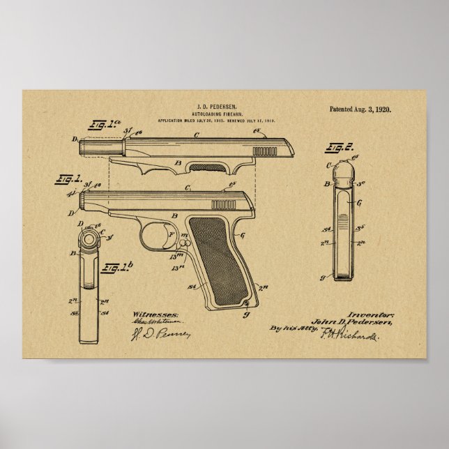 Impresión de dibujo de patente de pistola automáti (Frente)