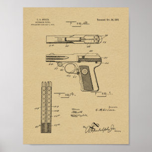 Impresión de dibujo de patente de pistola automáti