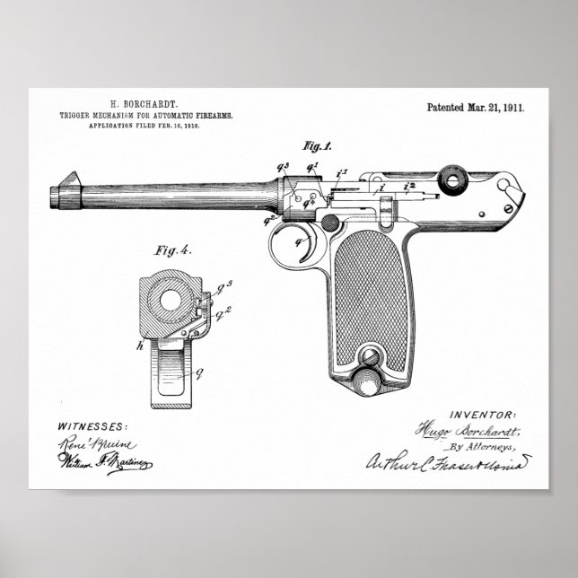 Impresión de dibujo de patente de pistola automáti (Frente)