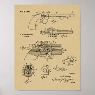 Impresión de dibujo de patente de pistola de 1926