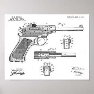 Impresión de dibujo de patente de pistola de fuego