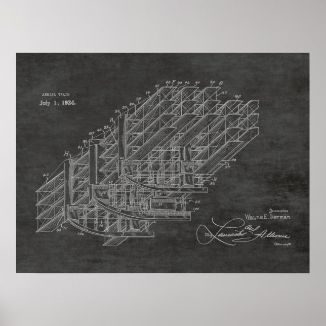 Impresión de dibujo de patente de tren de avión de (Frente)