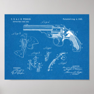 Impresión de dibujo de patente Wesson Gun 1885