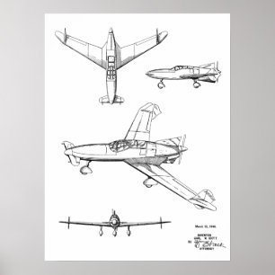Impresión de dibujo de patentes de aeronaves de pr