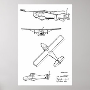 Impresión de dibujo de patentes de aeronaves de pr