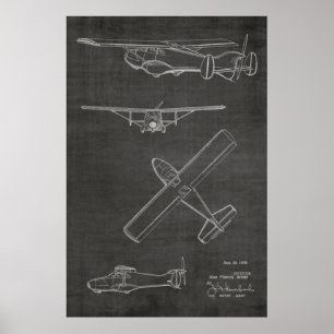 Impresión de dibujo de patentes de aeronaves de pr