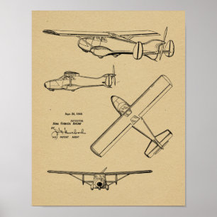 Impresión de dibujo de patentes de aeronaves de pr