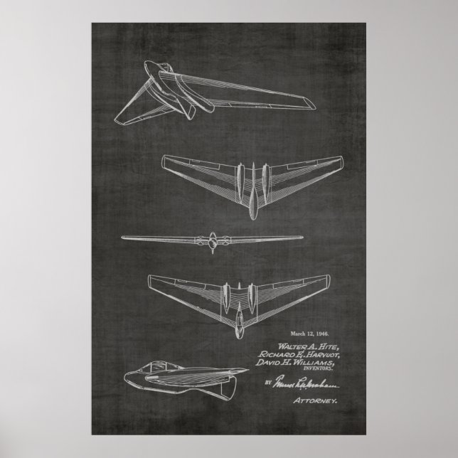 Impresión de dibujo de patentes de aviones de reac (Frente)