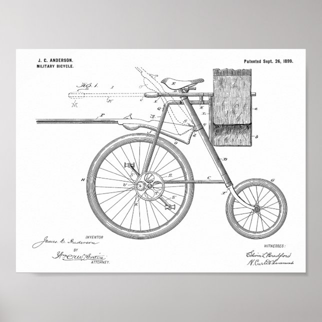 Impresión de dibujo de patentes de bicicletas mili (Frente)