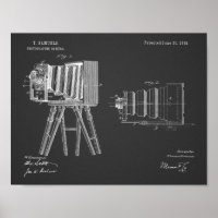Impresión de dibujo de patentes de cámara de 1885