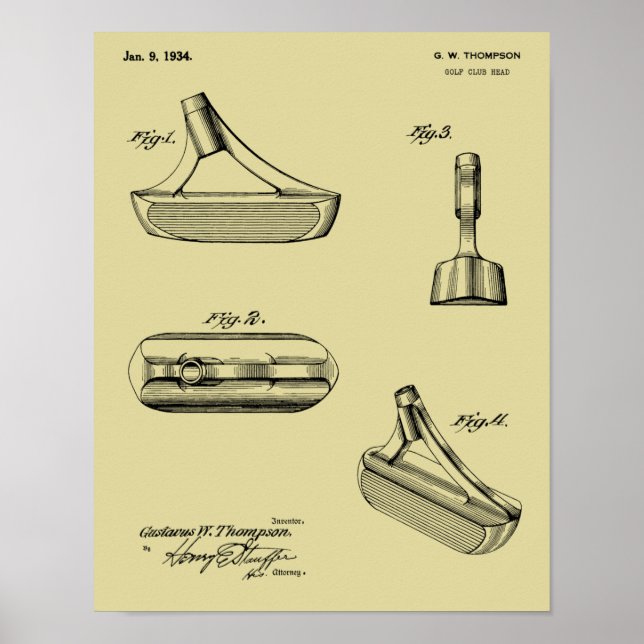 Impresión de dibujo del club de golf Putter 1934 (Frente)