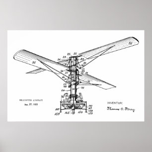 Impresión de dibujos de arte de patentes de helicó
