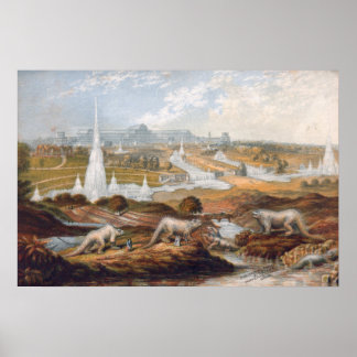 Impresión de dinosaurios de la era victoriana