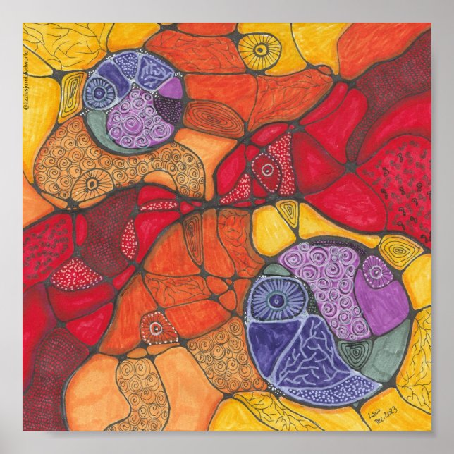 Impresión de doodles de dolor 8x8in. (Frente)