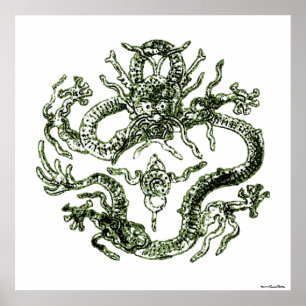Impresión de dragón verde