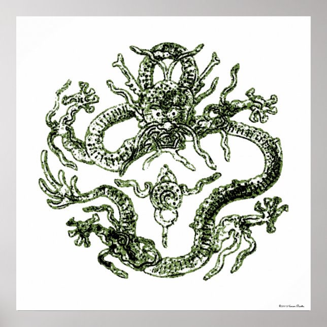 Impresión de dragón verde (Frente)