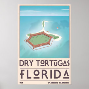 Impresión de Dry Tortugas, estilo de cartel de via