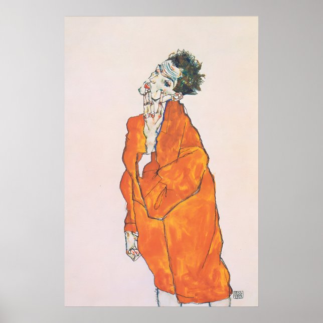 Impresión de Egon Schiele 'Chaquetón Naranja' Expr (Frente)