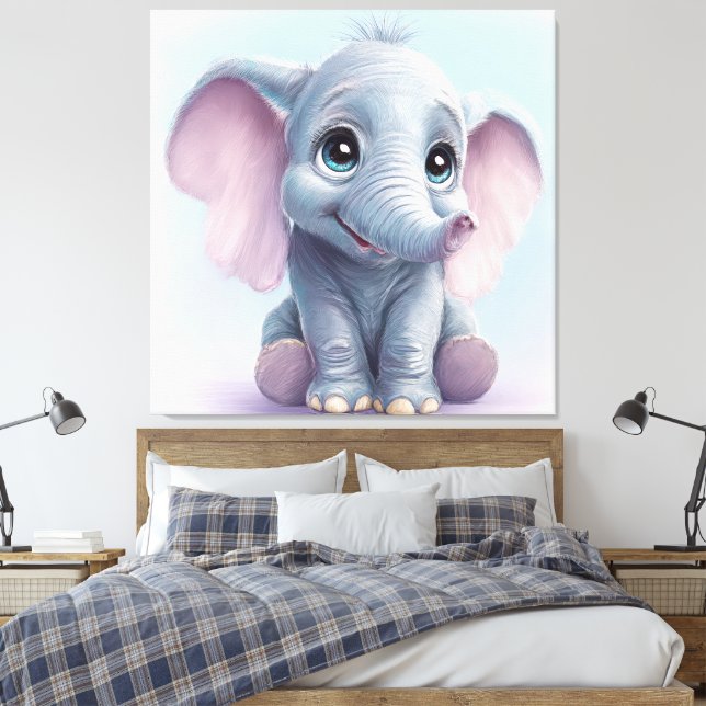 Impresión de elefante de bebé inspirada en Ghibli (Insitu(Dormitorio))