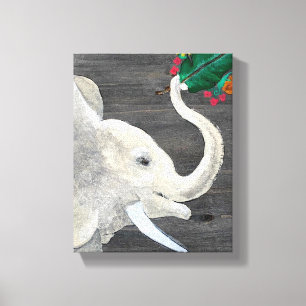 Impresión de elefante original con pintura de flor