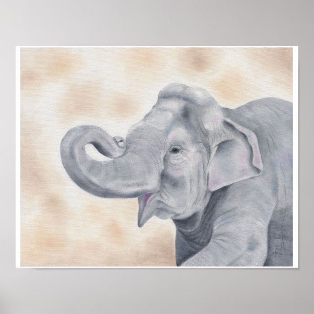 Impresión de elefantes asiáticos 11"x14" (Frente)