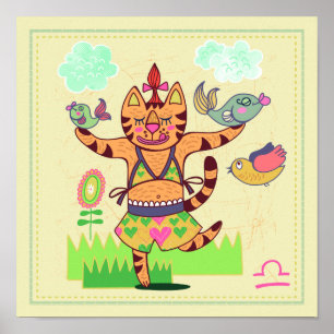 Impresión de enfermería de Libra Cat Zodiac