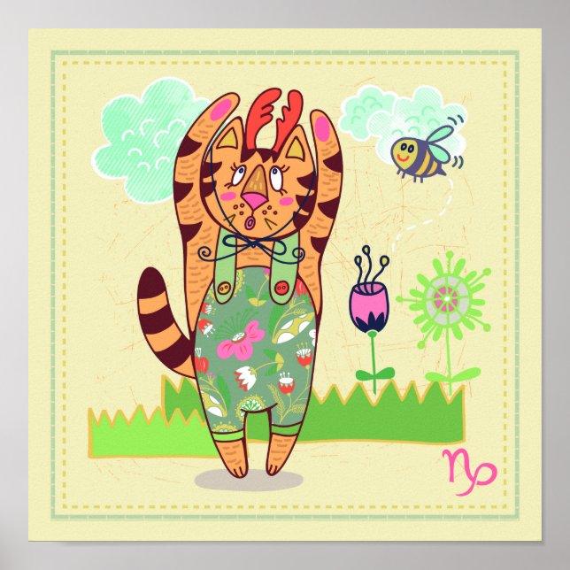 Impresión de enfermería de Zodiac Cat Capricorn (Frente)