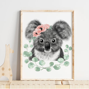 Impresión de enfermería floral de Baby Koala   Imp