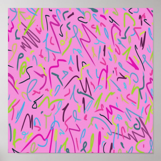 Impresión de época de los años 80 en rosa (Frente)