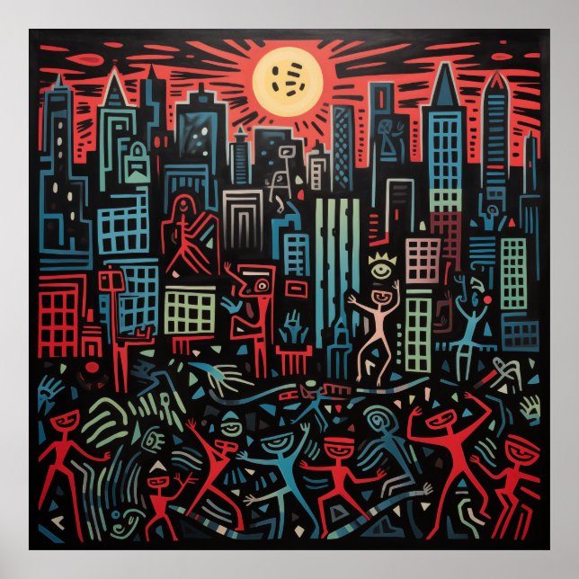 Impresión de época, papel de Poster de ciudad loca (Frente)