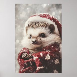Impresión de erizo de Navidad, divertido arte de p