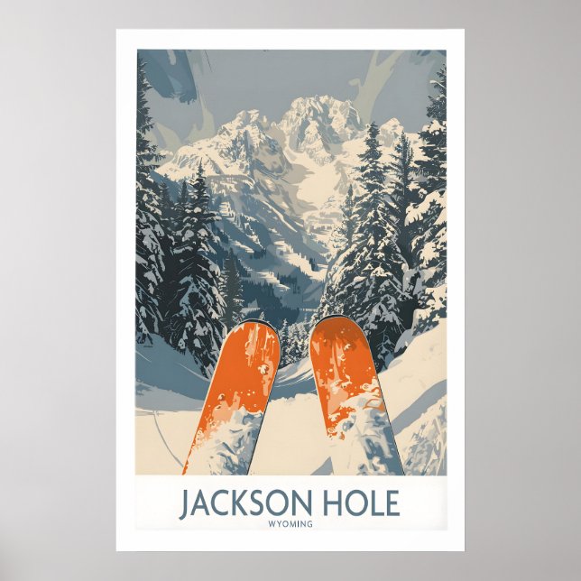 Impresión de esquí de Jackson Hole - Wyoming 1 (Frente)