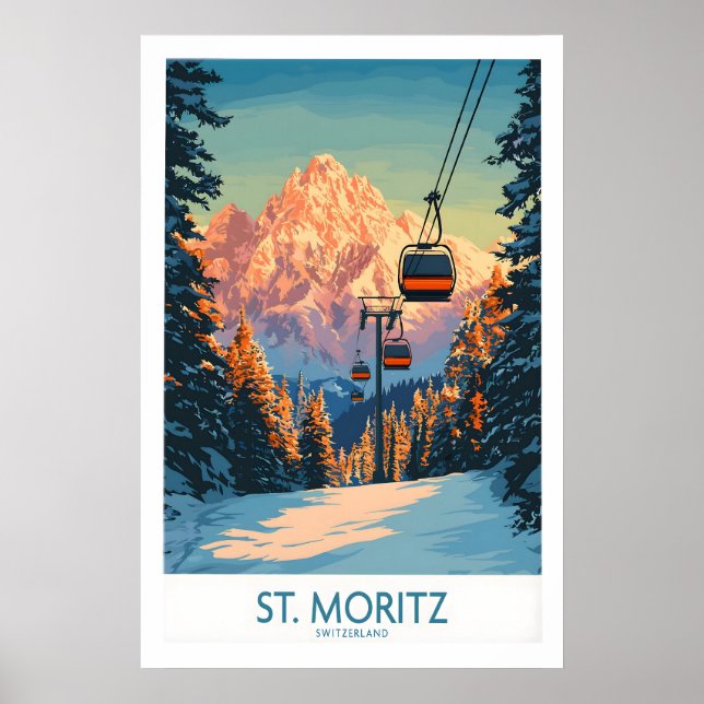 Impresión de esquí de St Moritz - Suiza 1 (Frente)