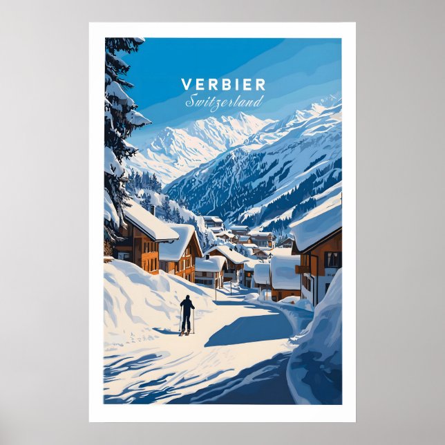 Impresión de esquí de Verbier Suiza 1 (Frente)