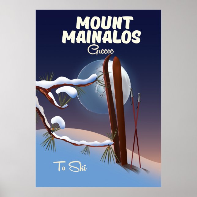 Impresión de esquí griego del Monte Mainalos. (Frente)