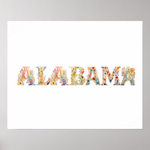 Impresión de estado de letra floral (Alabama)